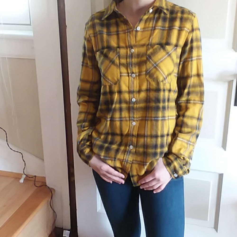 Gold and black button down